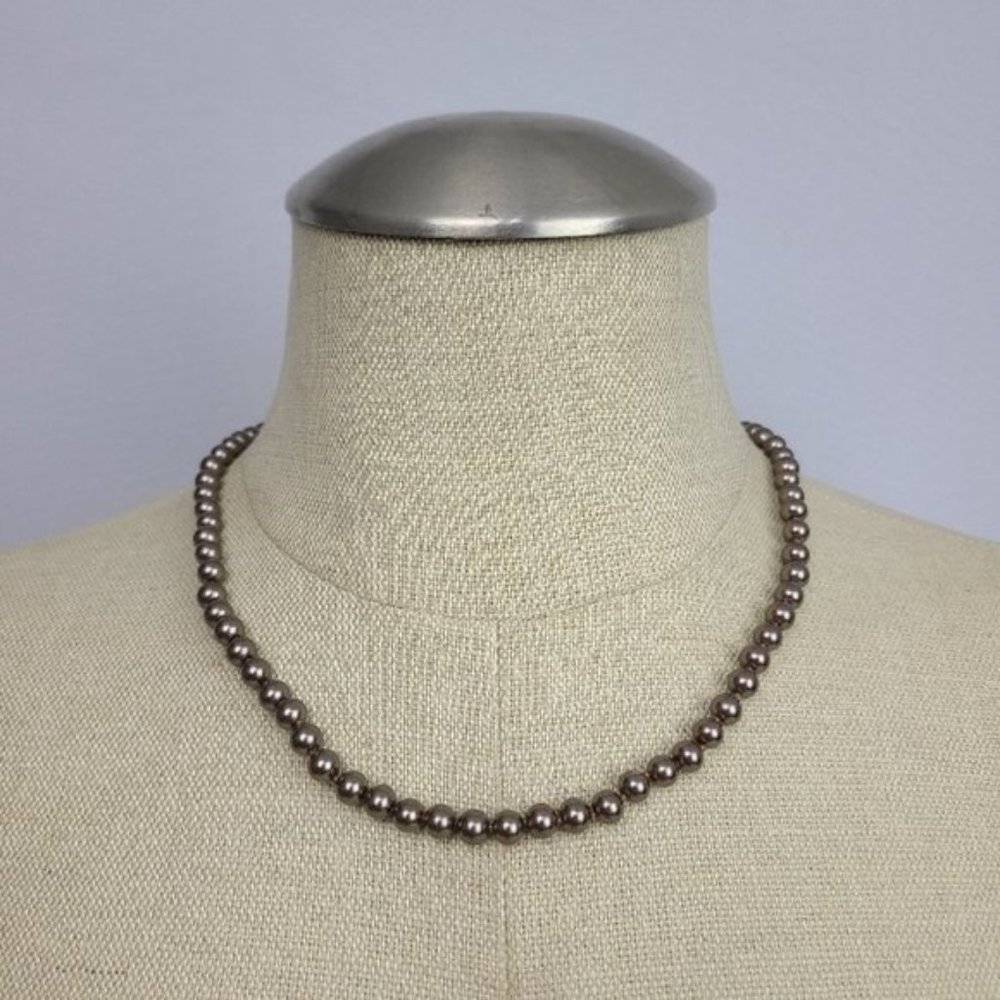 VINTAGE Brown Faux Glass Pearl Necklace